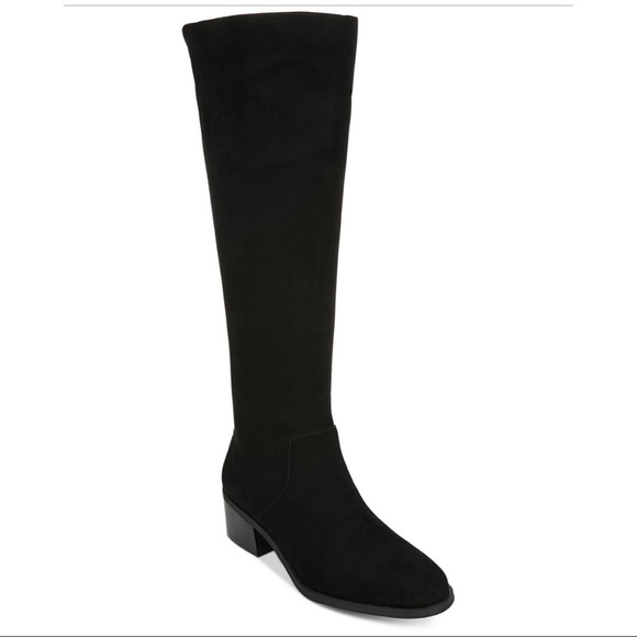New black faux suede below knee boots - Picture 3 of 14